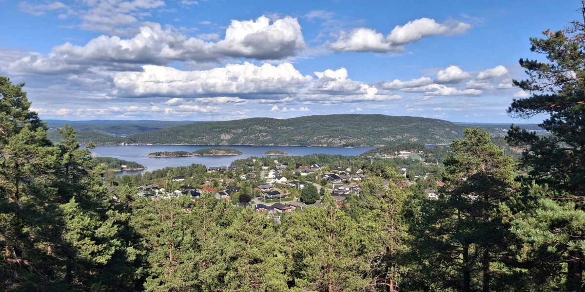 Landskapsutsikt fra utsiktstårnet på Sætre i Hurum, Asker,